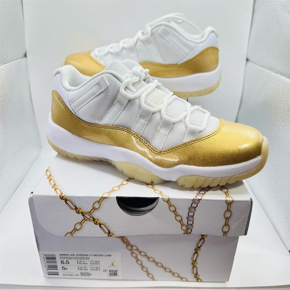 Air Jordan 11 Retro Low Mother's Day Women's Sneakers White Gold Size 6.5